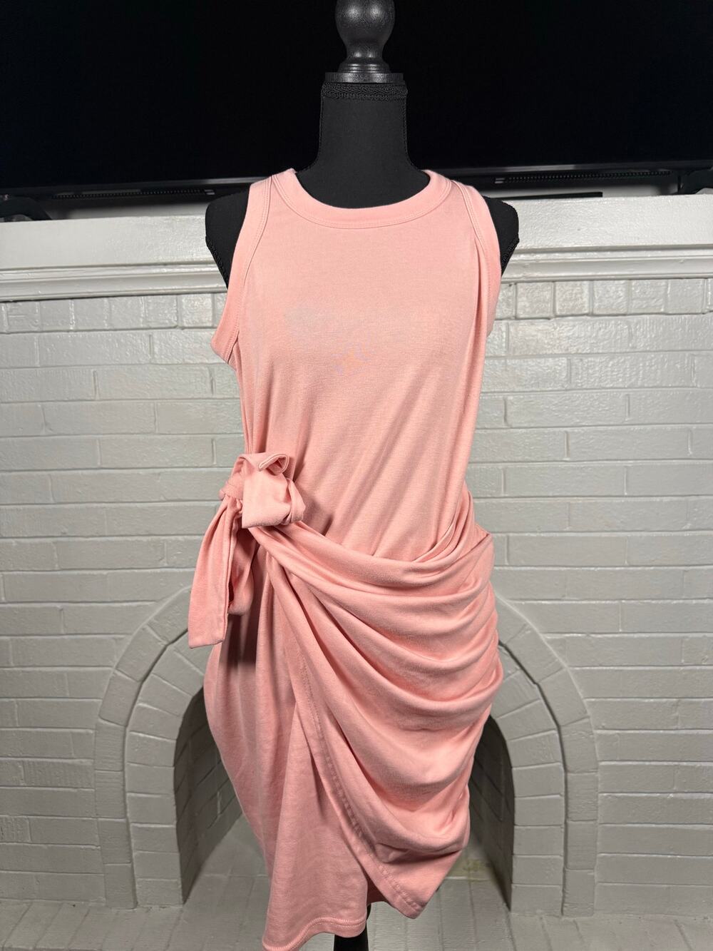 Sleeveless Ruched Tie-Waist Bodycon Tank Dress